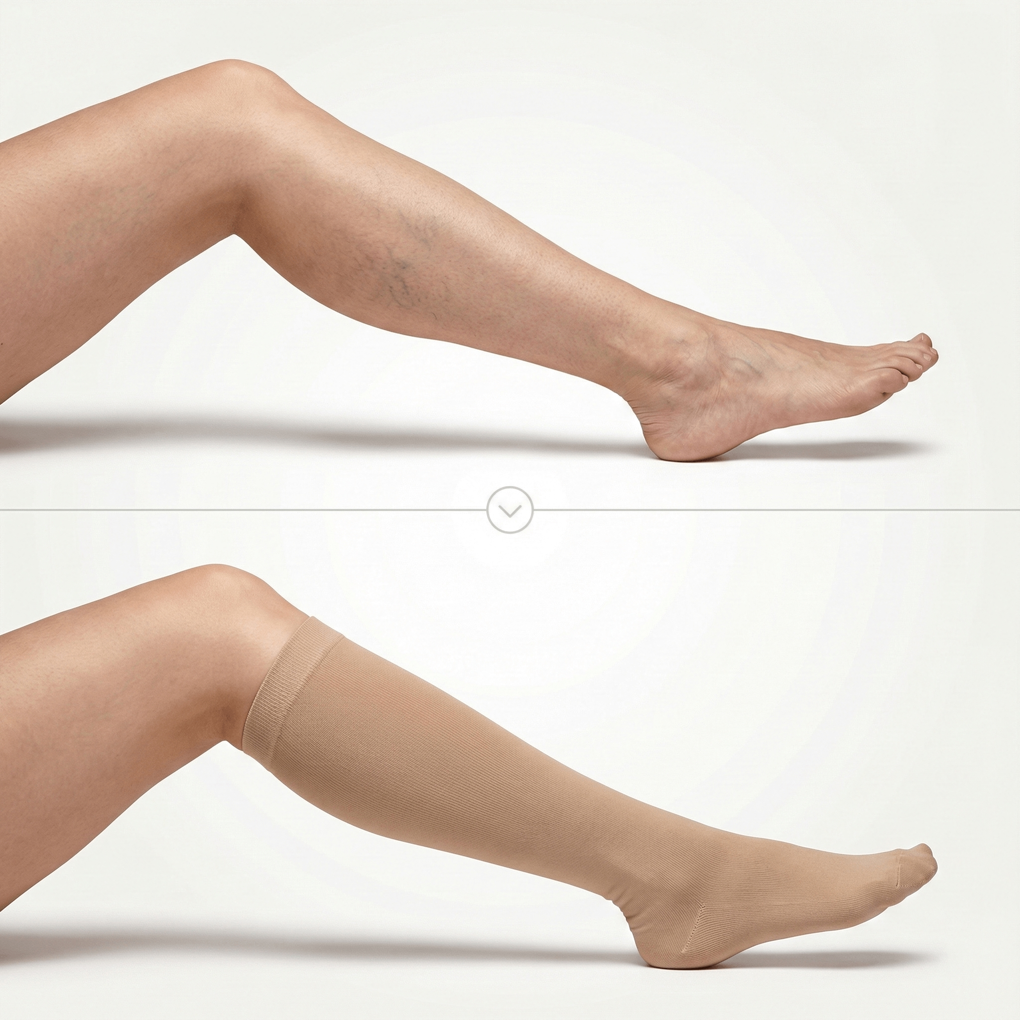 Happy woman relaxing with comfortable legs wearing compression socks