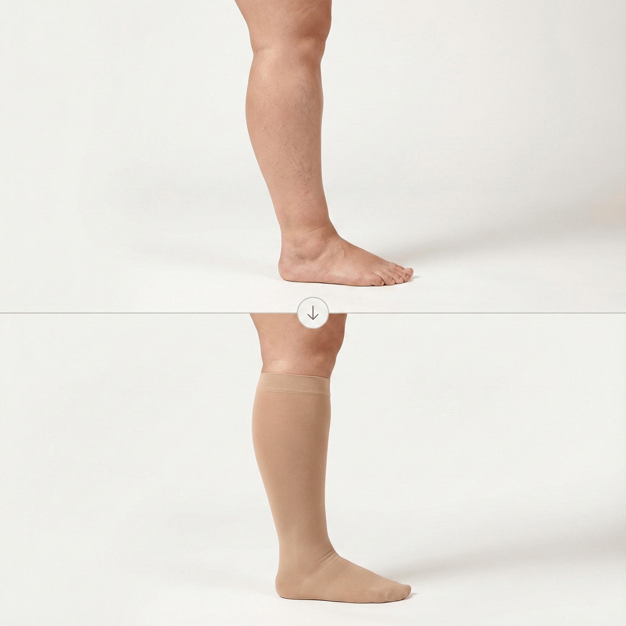 Happy woman relaxing with comfortable legs wearing compression socks